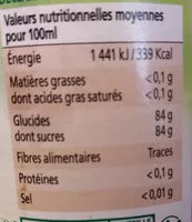 Mängden socker i Sirop de fraise bio