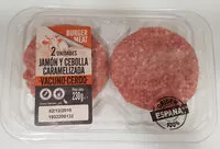 Mängden socker i Hamburguesa jamón y cebolla caramelizada - Vacuno/Cerdo