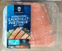 Mängden socker i Norwegische Lachsfilet Portionen mit haut