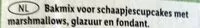 Mängden socker i Bakmix voor schaapjescupcakes met marshmallows, glazuur en fondant