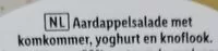 Mängden socker i Aardappelsalade met komkommer, yoghurt en knoflook