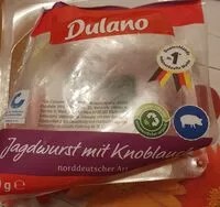 Mängden socker i Jagdwurst mit Knoblauch, norddeutscher Art