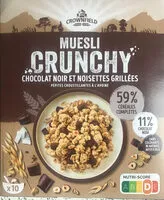 Mängden socker i Muesli Crunchy chocolat noir et noisettes grillées