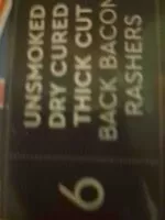 Mängden socker i Unsmoked Dry Cured Thick Cut Back Bacon Rashers