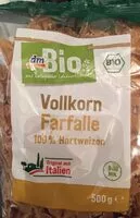 Mängden socker i Nudeln Vollkorn Farfalle