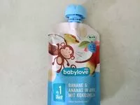 Mängden socker i Quetschie Banane & Ananas in Apfel mit Kokosmilch