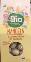 Mängden socker i Mandeln in Zitronenschokolade mit Rosenblüten