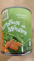 Mängden socker i Erbsen und Möhren