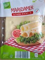 Mängden socker i Bio-Maasdamer in Scheiben