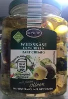 Mängden socker i Hirtenkäse in Würfeln - mit Oliven