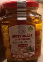 Mängden socker i Hirtenkäse in Würfeln - mit Paprika und Chili