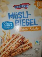 Mängden socker i Müsliriegel ohne Zuckerzusatz - Weiße Schoko