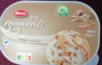 Mängden socker i Karamelleis und Vanilleeis "Salted Caramel" mit salzigen Karamell-Crispies