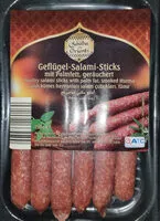 Mängden socker i Geflügel-Salami-Sticks mit Palmfett, geräuchert