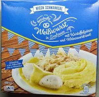 Mängden socker i Weißwurst in Senfsauce mit Kartoffelpüree und Weinsauerkraut