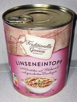 Mängden socker i Linseneintopf mit Würstchen und Bauchspeck