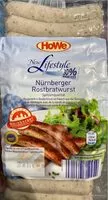 Mängden socker i Nürnberger Rostbratwurst