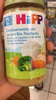 Mängden socker i risotto aux légumes et dinde Bio