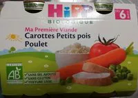 Mängden socker i Petit Pot Carottes Petits Pois Poulet Hipp 2X190 G +