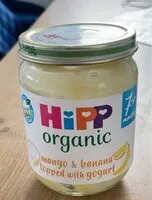 Mängden socker i Hipp organic Mango & banana topped with yogurt