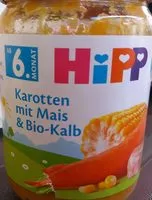 Mängden socker i Karotten mit Mais und Bio-Kalb