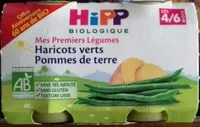 Mängden socker i Haricots verts Pommes de terre