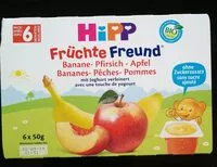 Mängden socker i Früchte Freund Bananes-Pêches-Pommes avec yogourt