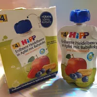 Mängden socker i Erdbeere Heidelbeere in Apfel mit Babykeks