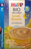 Mängden socker i Bio Milchbrei Grieß-Banane