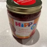 Mängden socker i Erdbeere Pfirsich in Apfel mit Gries