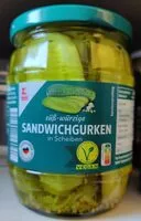 Mängden socker i Sandwichgurken in Scheiben