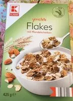 Mängden socker i geröstete Flakes mit Mandelscheiben