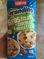 Mängden socker i Grandino aux gros eclats de chocolat et noisettes