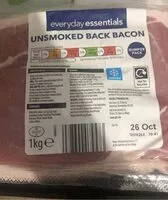 Mängden socker i Unsmoked back bacon