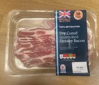 Mängden socker i Dry cured unsmoked streaky bacon