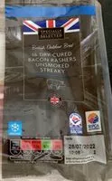 Mängden socker i Unsmoked dry cured streaky bacon rashers