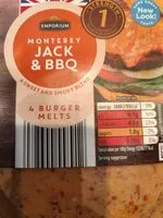 Mängden socker i Monterey Jack and BBQ Burger cheese melt