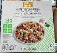 Mängden socker i Whiite Meat Chicken & Cilantro & Lime Riced Cauliflower Bowl