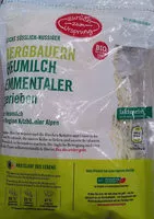 Mängden socker i Österreichischer Bio-Emmentaler gerieben Hartkäse mit Rundlochung 45 % E.i.T., aus pasteurisierter Heumilch