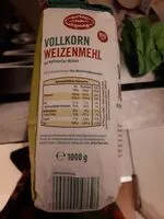 Mängden socker i Vollkorn Weizen Mehl