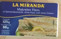 Mängden socker i Makrelen Filets in Sonnenblumenöl, ohne Haut und ohne Gräten