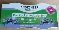 Mängden socker i Die Zuckerreduzierten Bio-Jogurts Heidelbeere