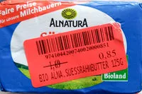 Mängden socker i Süßrahm Butter
