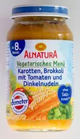 Mängden socker i Vegetarisches Menü Karotten, Brokkoli mit Tomaten und Dinkelnudeln