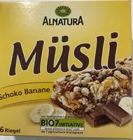 Mängden socker i Müsli Schoko Banane, Schoko Banane