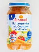 Mängden socker i Buttergemüse mit Couscous und Huhn