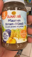 Mängden socker i Muesli prunes et poires