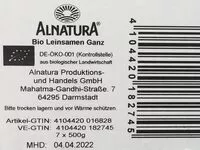 Mängden socker i Bio Leinsamen Ganz