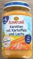 Mängden socker i Karotten mit Kartoffeln und Lachs