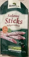 Mängden socker i Salami Sticks, mit Edelschimmel gereift, luftgetrocknet (Bio)